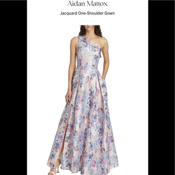 Aidan Mattox one shoulder ball gown violet multi. Size 6 - Picture 1 of 17